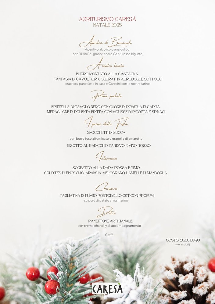 PRANZO DI NATALE IN AGRITURISMO CARESÀ